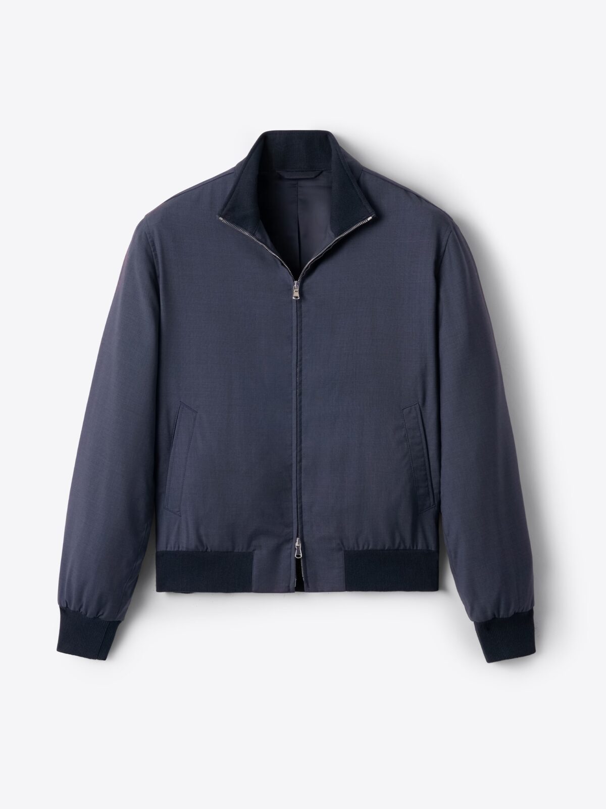 Lucca Navy Merino Windbreaker - Proper Cloth