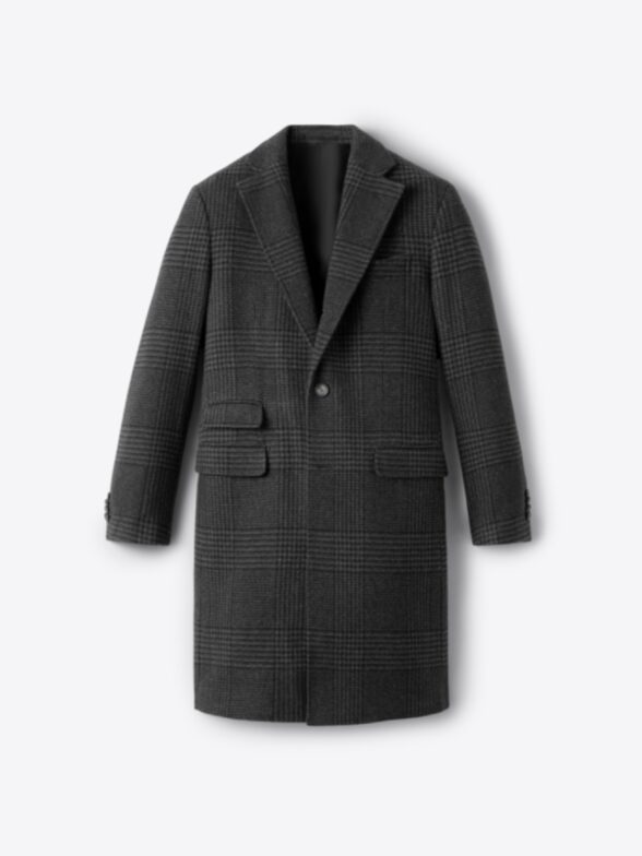 Thumb Photo of Bleecker Charcoal Plaid Wool and Cashmere Coat