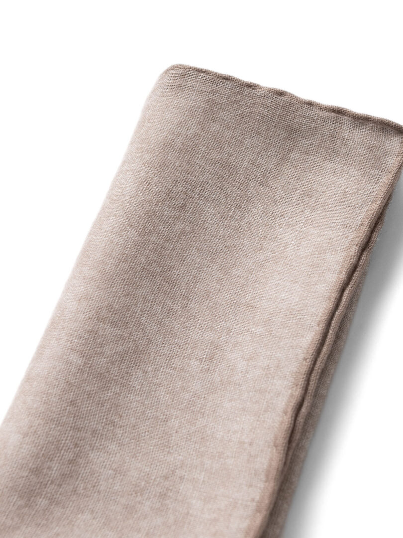 Brown Graphic Pocket Square in Linen Silk