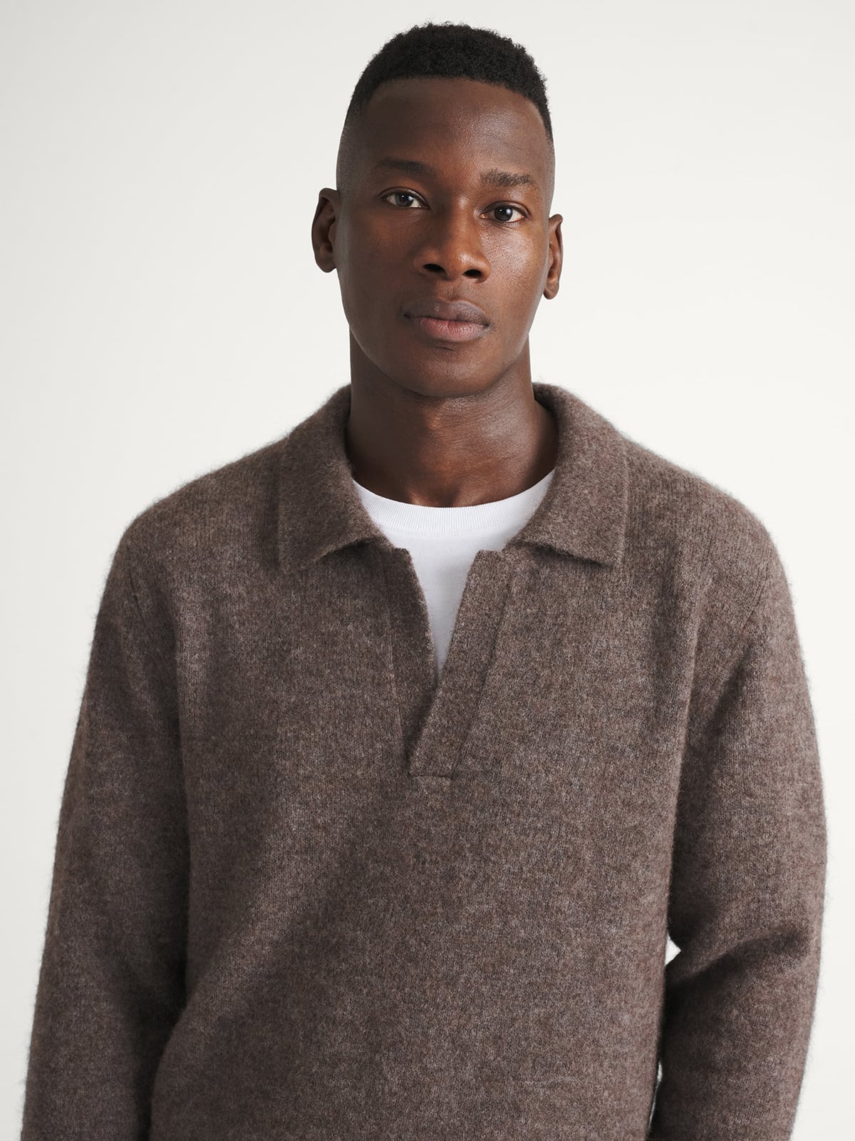 Brown Brushed Alpaca Knit Polo | Proper Cloth