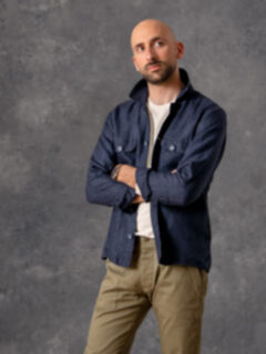 Navy Linen Overshirt Product Thumbnail 5