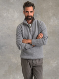 Grey Wool and Cashmere Half-Zip Sweater Product Thumbnail 2