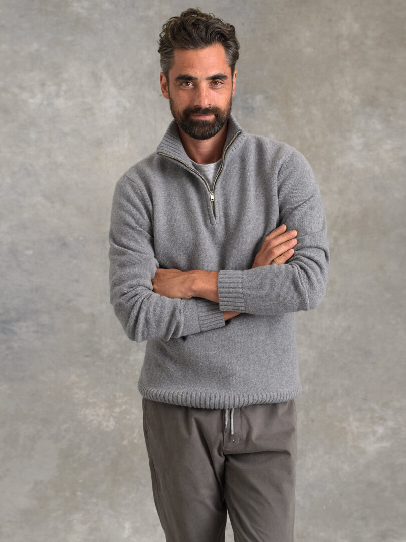 Proper Cloth Light Grey Quarter Zip Pullover