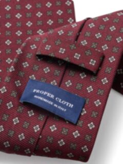 Burgundy and Grey Foulard Print Silk Tie Product Thumbnail 2