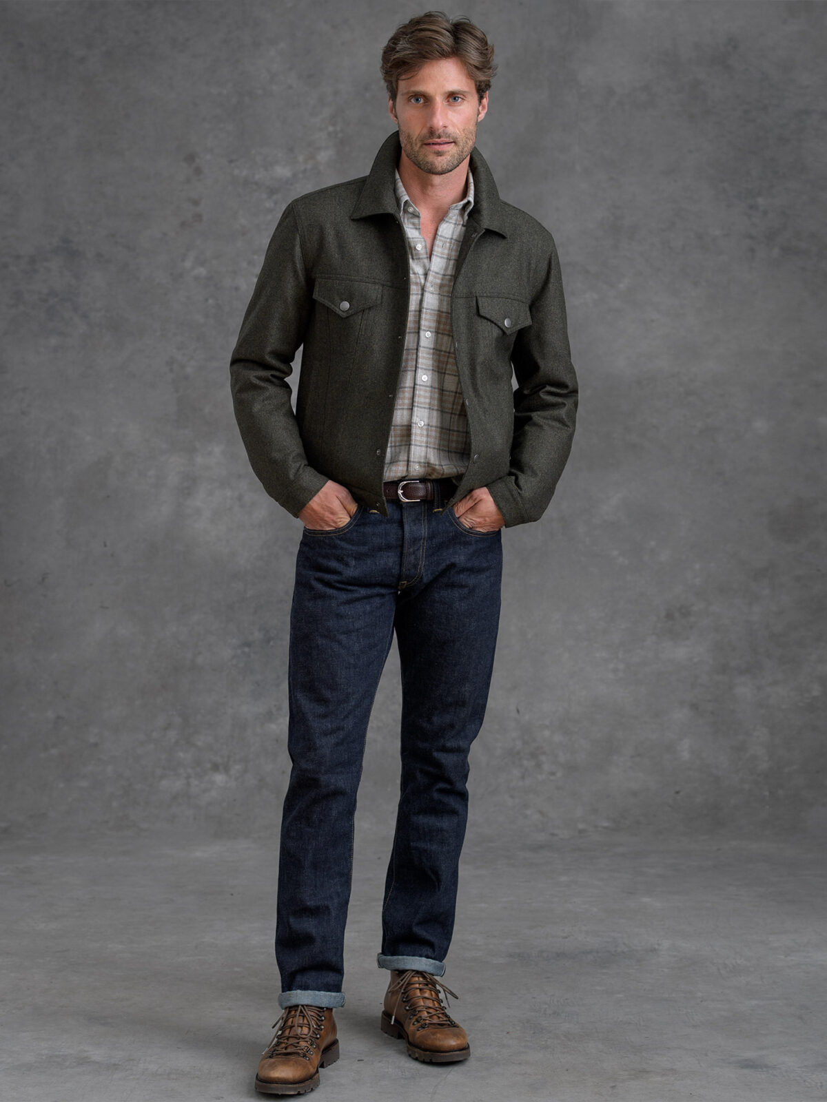 Lafayette Pine Wool Trucker Jacket