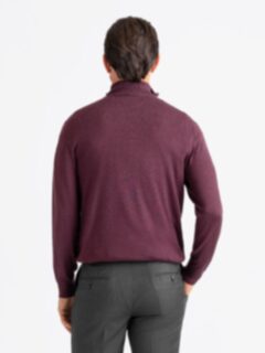 Bordeaux Melange Merino and Silk Half-Zip Sweater - Proper Cloth