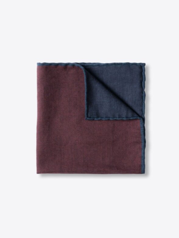 Thumb Photo of Burgundy Tipped Wool and Cotton Pocket Square