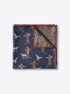 Shop Navy Tipped Hunter Silk Pocket Square