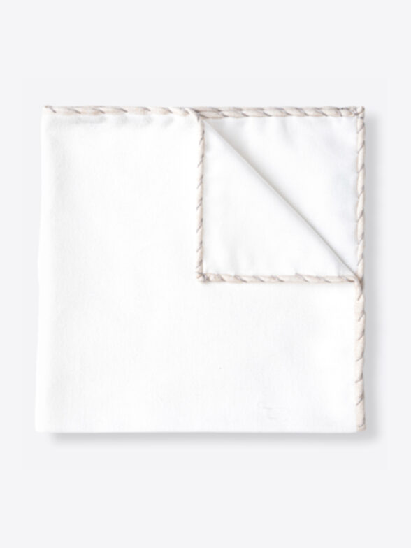 Thumb Photo of White Stitched Flannel Pocket Square