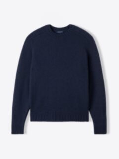 Shop Navy Merino and Cashmere 6-Ply Crewneck Sweater