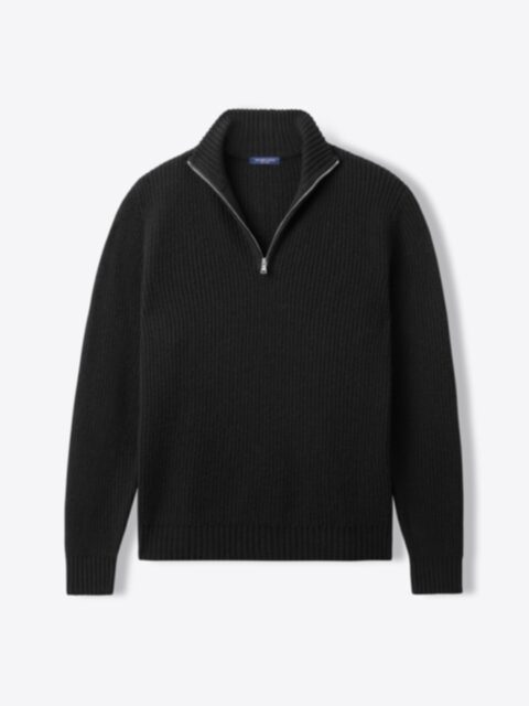 Suggested Item: Black Merino and Cashmere Ribbed Half-Zip Sweater