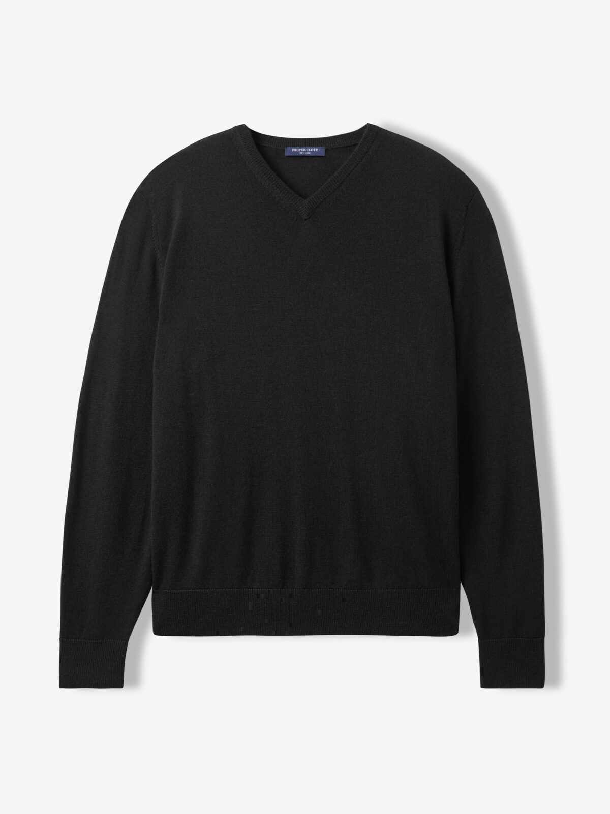 Black Merino and Silk V-Neck Sweater | Proper Cloth