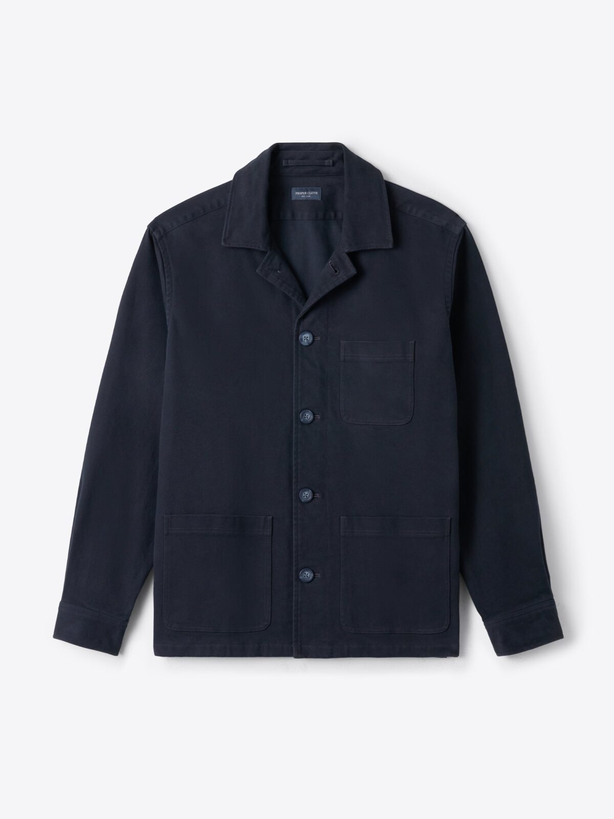 Navy Heavyweight Moleskin Chore Jacket - Proper Cloth