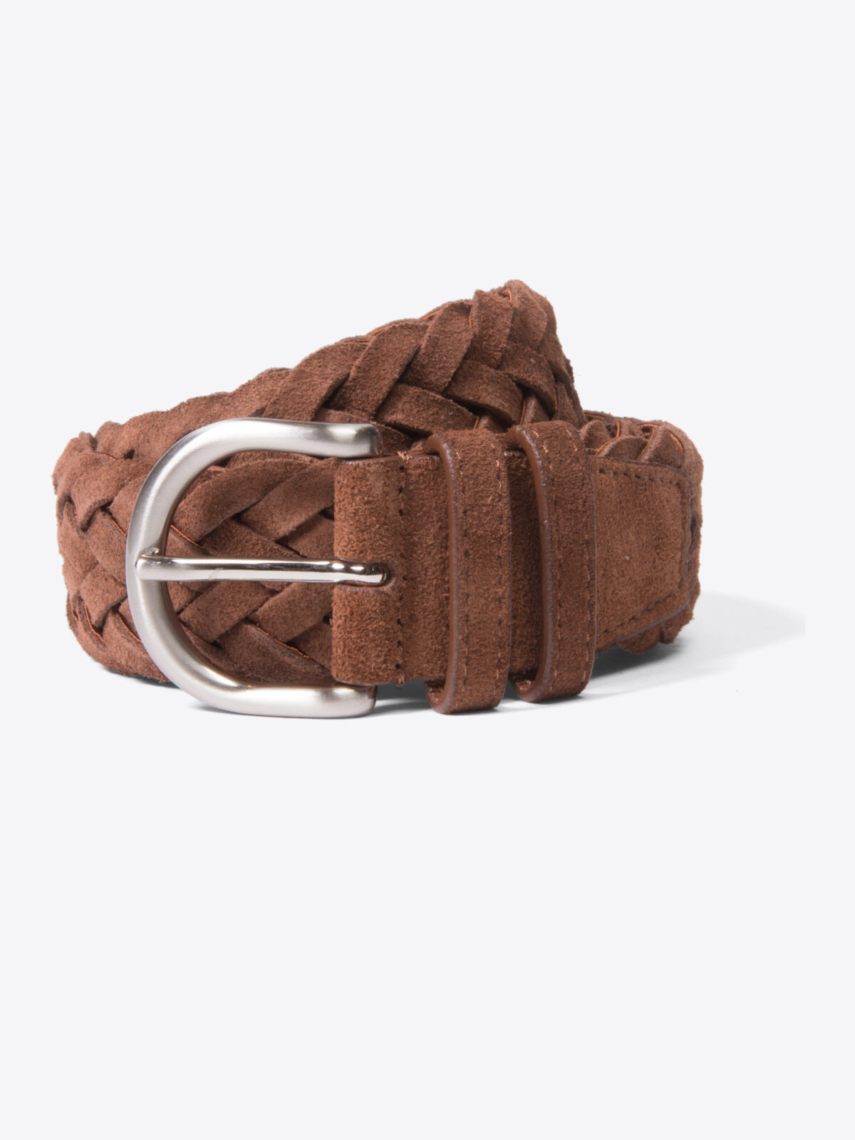 Brown Suede Braided Belt by Proper Cloth