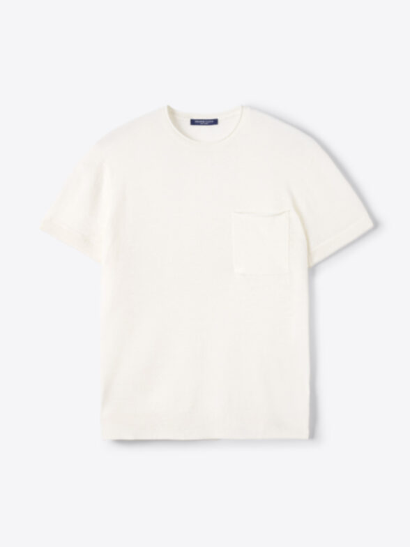 Thumb Photo of Cream Merino and Linen Pocket Knit T-Shirt
