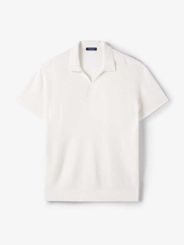 Thumb Photo of Cream Linen Blend Relaxed Fit Polo
