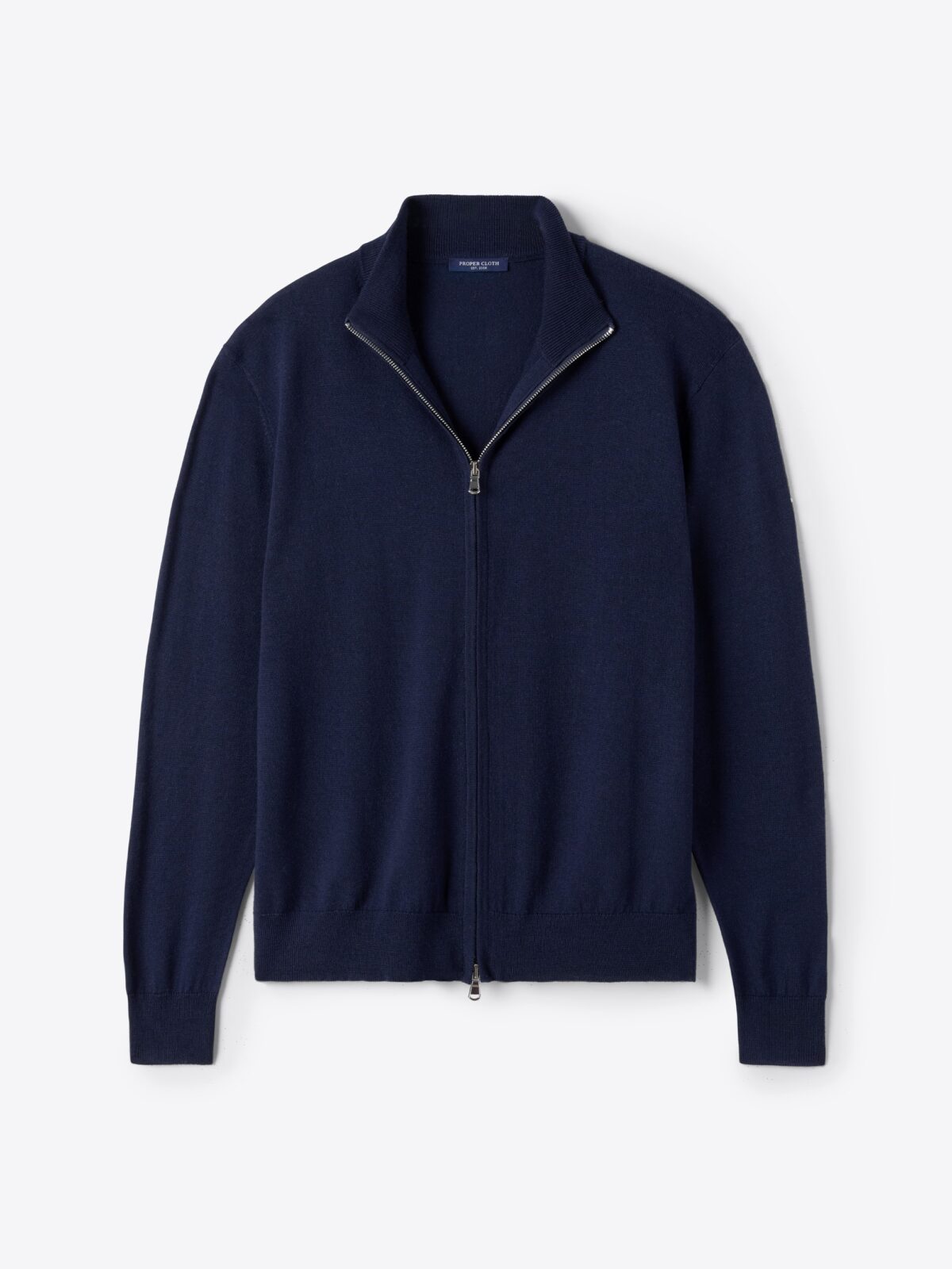 Navy blue zipper sweater on sale