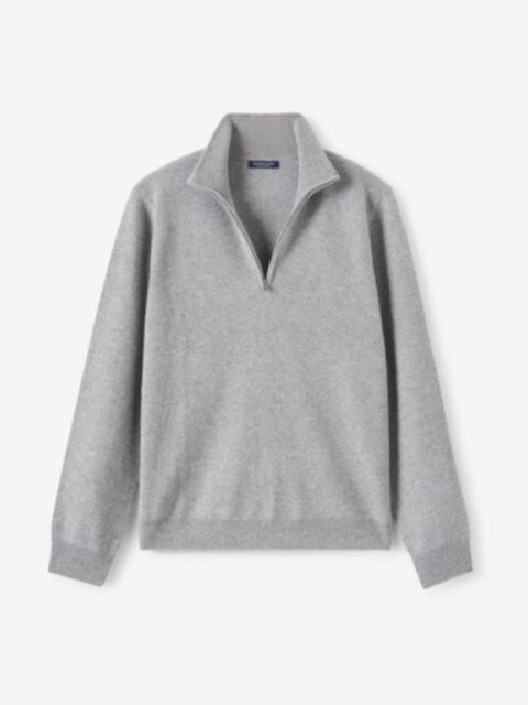 Suggested Item: Light Grey Scottish Cashmere Half-Zip Sweater