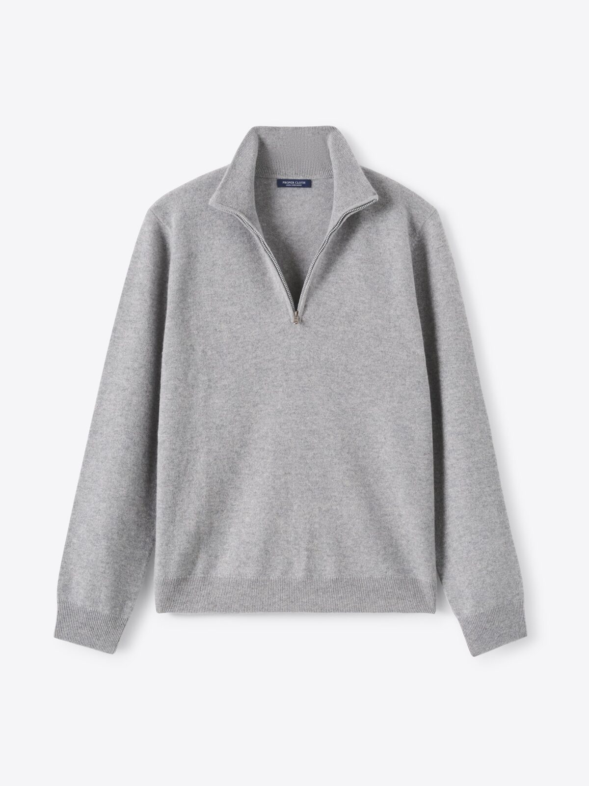 Light Grey Scottish Cashmere Half-Zip Sweater - Proper Cloth