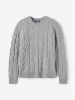 Shop Grey Merino and Cashmere Cable Crewneck