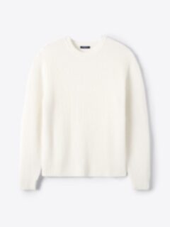 Shop Cream Merino and Cashmere Ribbed Crewneck Sweater