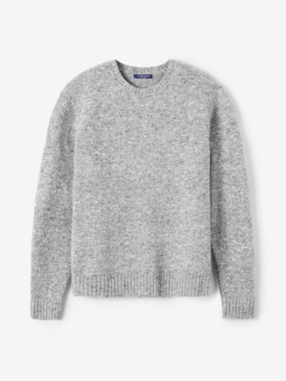 Men’s Grey Wool and Cashmere Donegal Crewneck Thumb