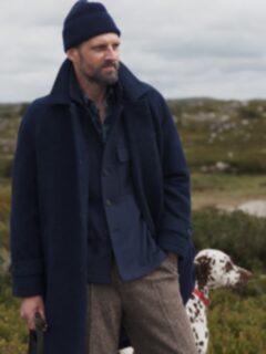 Crosby Navy Wool Blend Boucle Flannel Coat | Proper Cloth