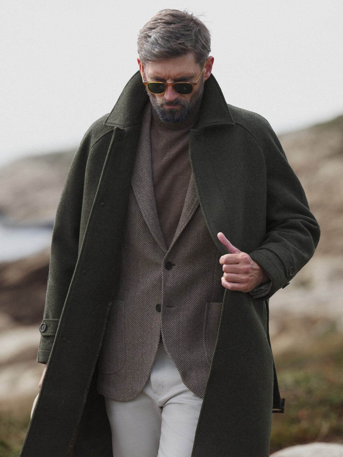 Crosby Pine Wool and Cashmere Belted Coat - Proper Cloth
