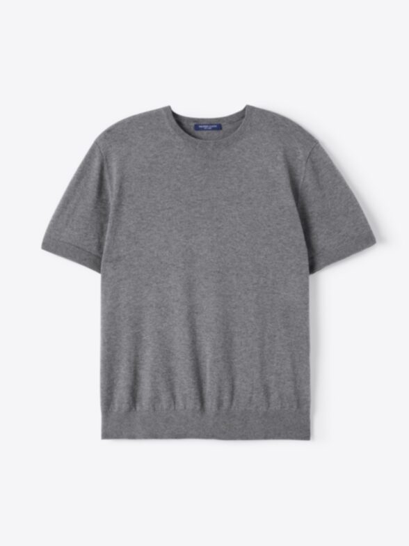 Men’s Grey Cotton and Cashmere Knit T-Shirt Thumb