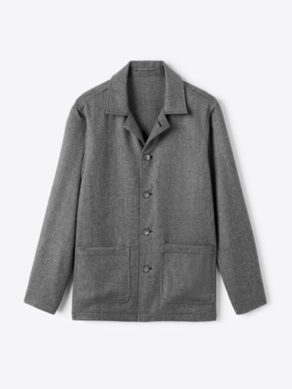 Thumb Photo of Charcoal Herringbone Wool Shirt Jacket