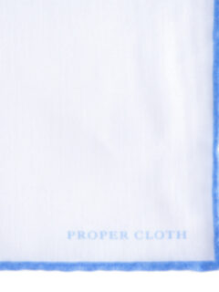 White Light Blue Tipped Pocket Square Product Thumbnail 3