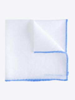 White Light Blue Tipped Pocket Square Product Thumbnail 1