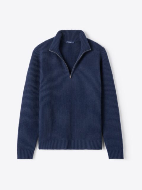 Suggested Item: Navy Merino and Cashmere Ribbed Half-Zip Sweater