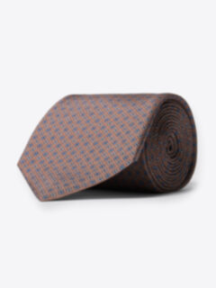 Shop Brown and Light Blue Small Foulard Print Silk Tie