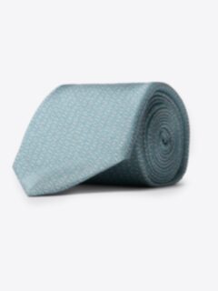 Shop Light Blue Ring Print Silk Tie