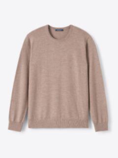Shop Taupe Merino and Silk Crewneck Sweater
