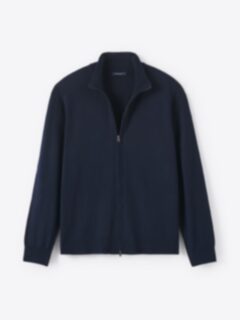 Shop Navy Merino and Silk Full-Zip Sweater