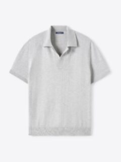 Shop Light Grey Melange Linen Blend Knit Polo
