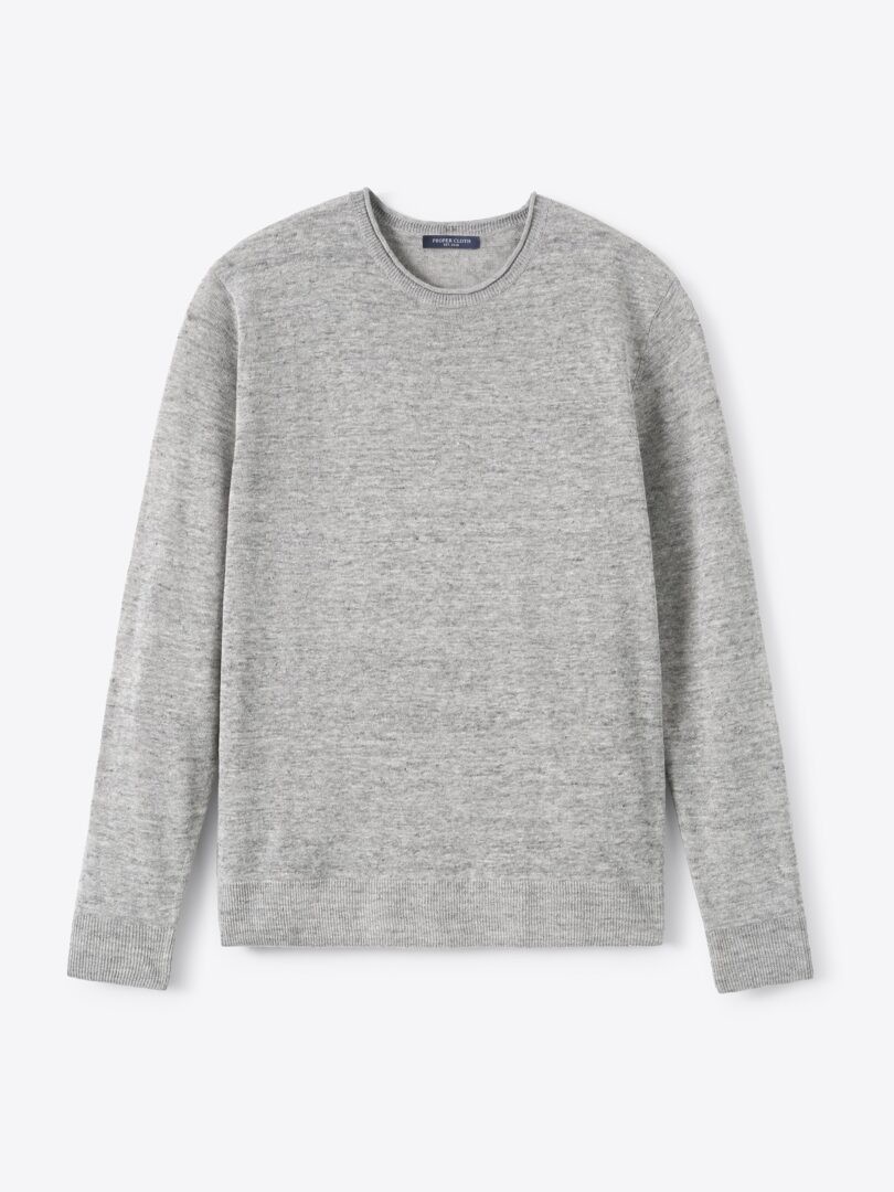 Men’s Grey Melange Linen Rollneck Sweater Thumb