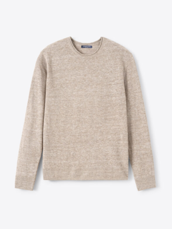 Brown Melange Linen Rollneck Sweater