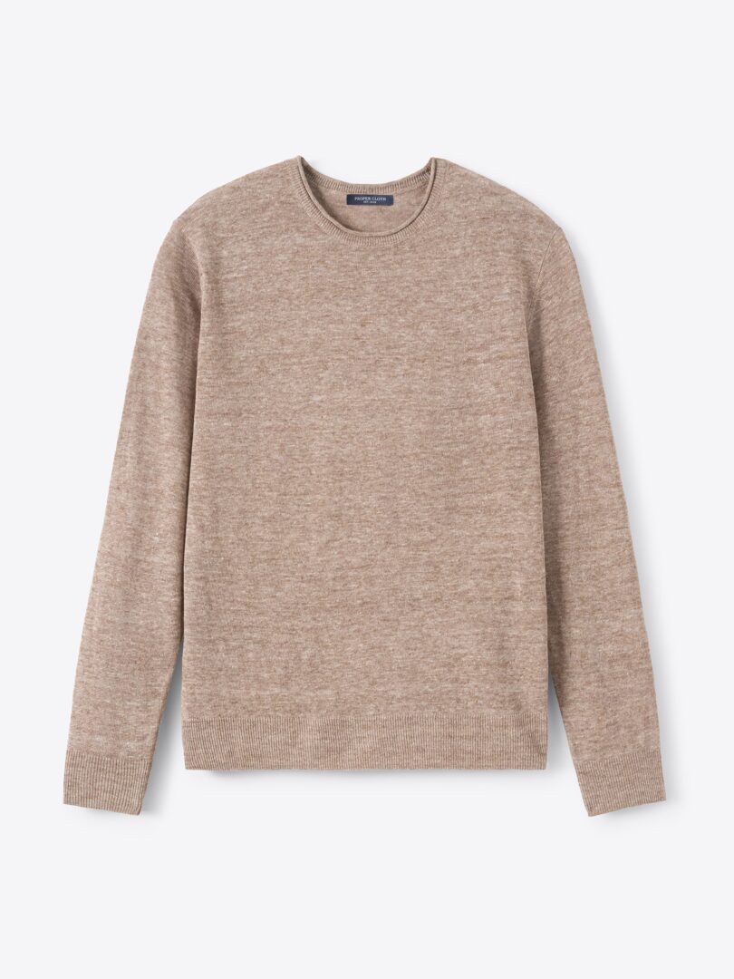 Men’s Brown Melange Linen Rollneck Sweater Thumb