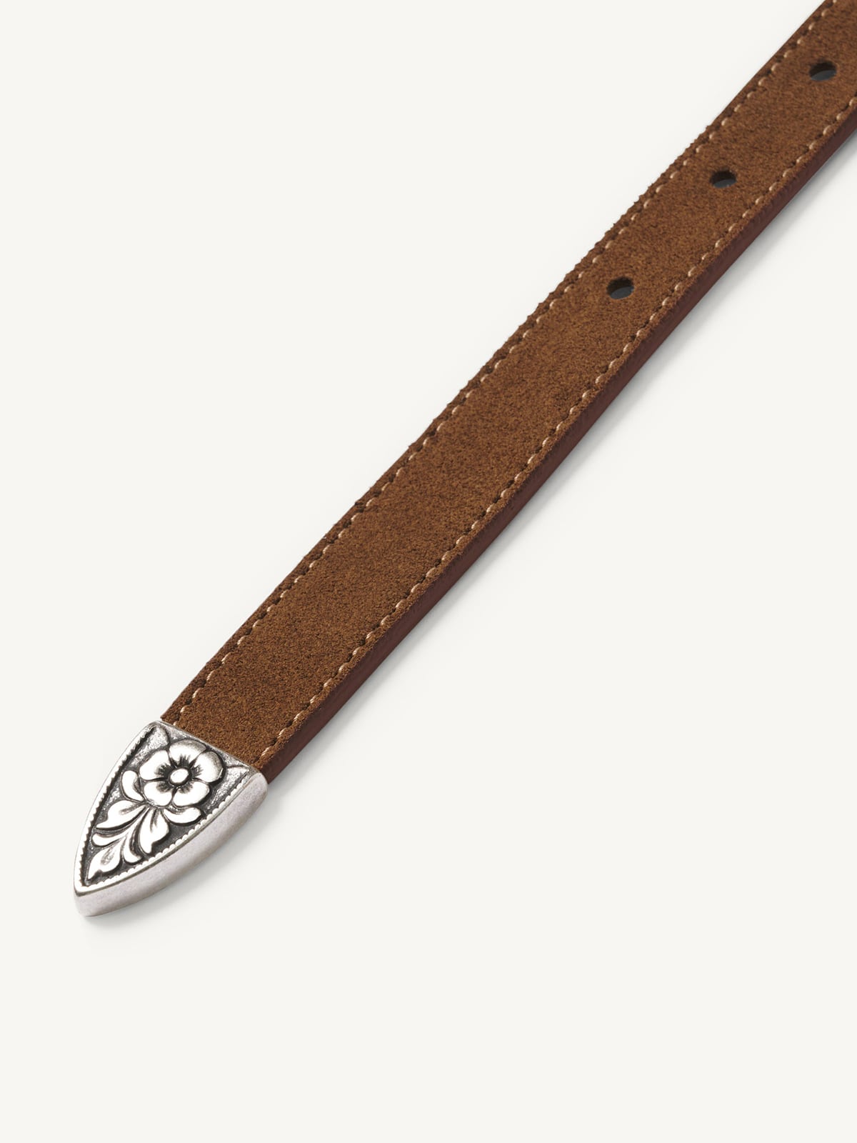 Brown Suede Embroidered Western Belt | Proper Cloth