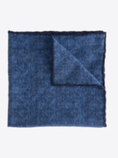 Navy Melange Wool Pocket Square Product Thumbnail 1