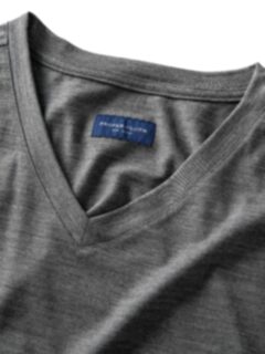 Grey Merino Wool V-Neck T-Shirt Product Thumbnail 2