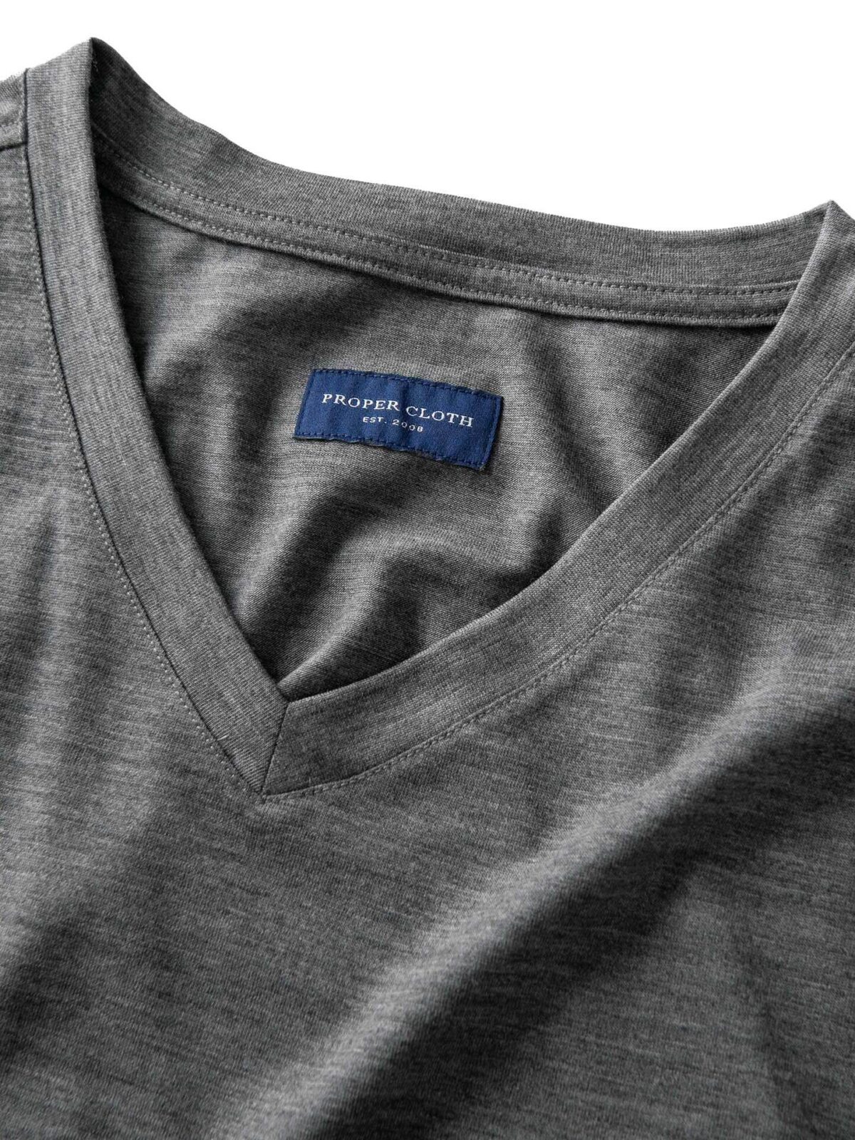Grey Merino Wool V-Neck T-Shirt