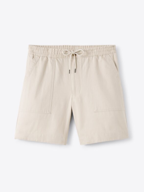 Thumb Photo of Beige Linen Blend Drawstring Amalfi Shorts