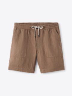 Shop Brown Linen Blend Drawstring Amalfi Shorts