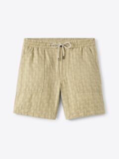 Shop Beige Embroidered Linen Blend Drawstring Amalfi Shorts