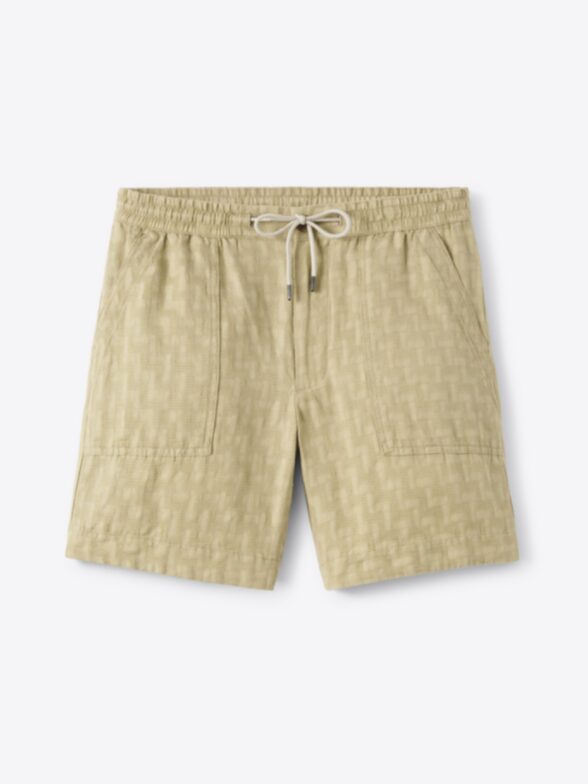 Thumb Photo of Beige Embroidered Linen Blend Drawstring Amalfi Shorts