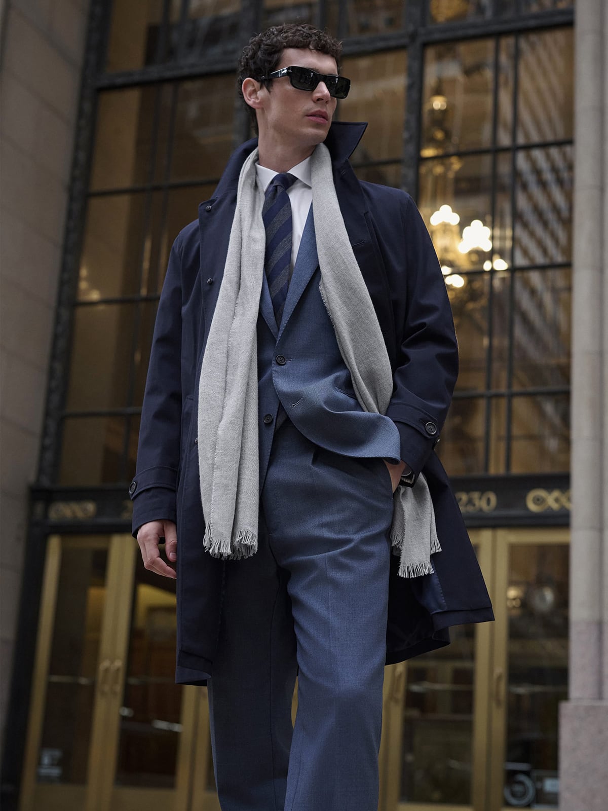 Bond Navy Technical Wool Raincoat - Proper Cloth
